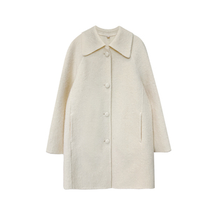 富家千金！韩国鸡蛋家甜美宽松翻领双面羊毛大衣 气质中长款外套