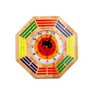 桃木八卦钟表彩绘生肖表正品李居明九运真铜钟中式客厅看时间挂钟