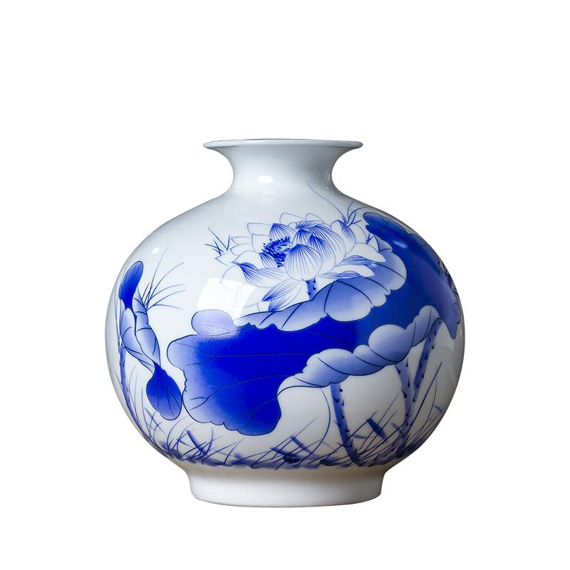 青花瓷景德镇陶瓷石榴小花瓶插花中式客厅家居装饰品瓷器工艺摆件