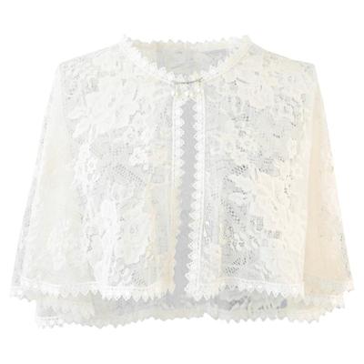 薄款夏季蕾丝韩版女披肩斗篷红色