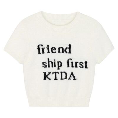 提花字母马海毛春秋小众辣妹针织