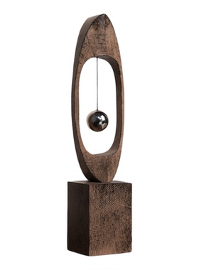 侘寂复古风创意飘摇球树脂摆件展厅办公室书柜桌面高级感家居饰品