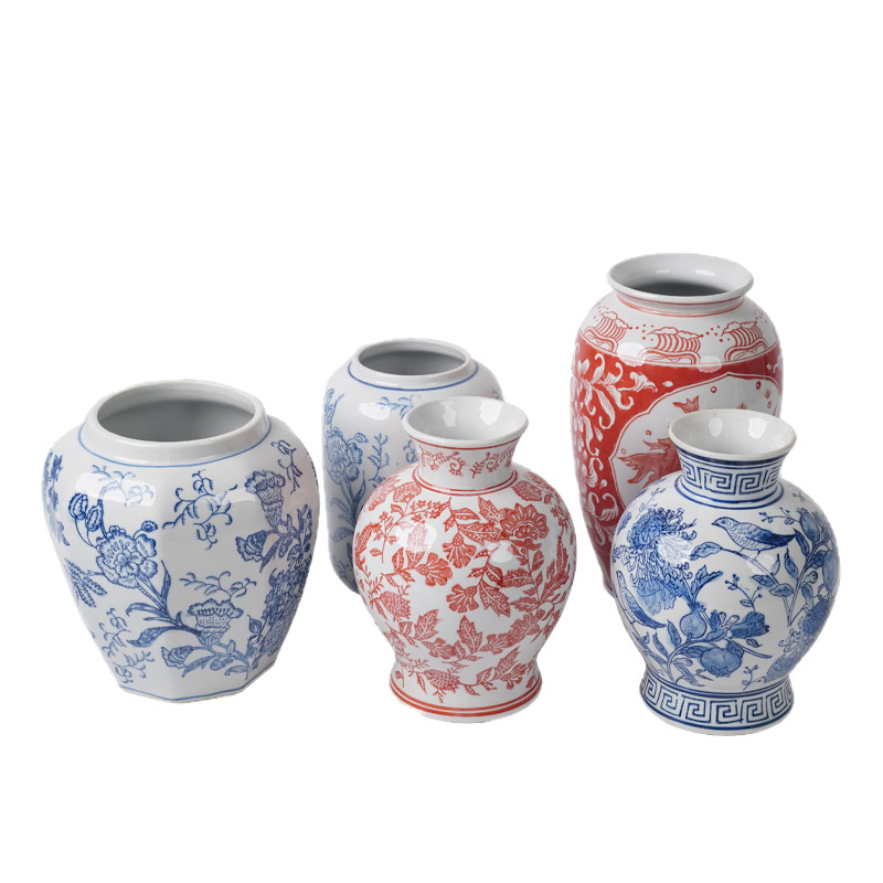 青花瓷鲜花花束包装花瓶客厅