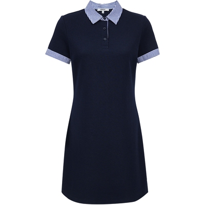 ONLY显瘦翻领格纹拼接短裙连衣裙