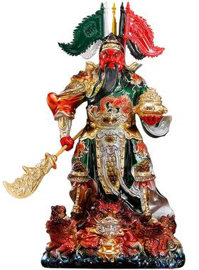 铜彩贴金祥龙关公神像武财神摆件