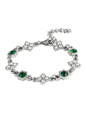 原创设计师钛钢绿宝石四叶草手链