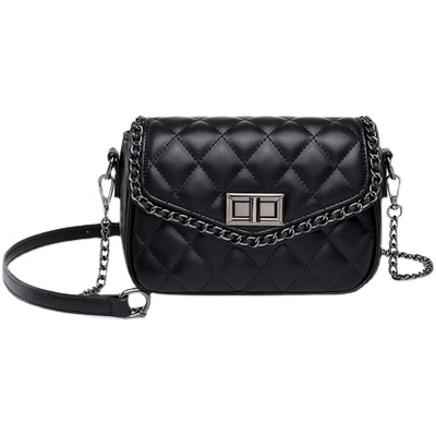 真皮小香风菱格链条包