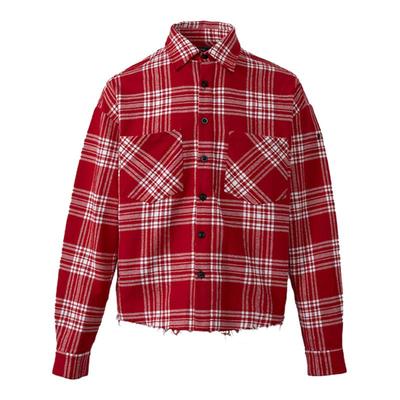 PMW 符龙飞同款美式手工破坏复古格纹衬衫磨毛工艺衬衫外套情侣款