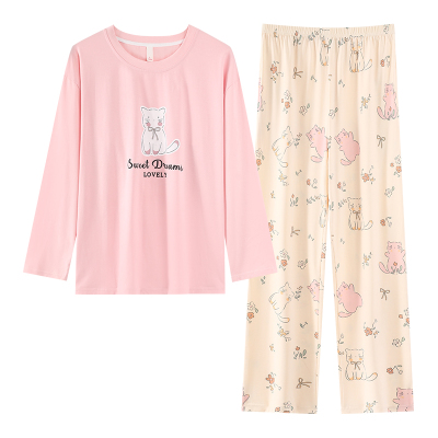 100％纯棉睡衣女春秋季长袖套装可外穿宽松可爱柔软家居服2025款