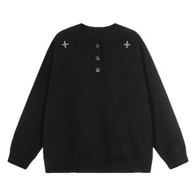 STA秋冬新款简约风黑色针织毛衣