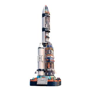JAKI佳奇积木破晓五号火箭航天模型十岁男孩儿童益智生日新年礼物