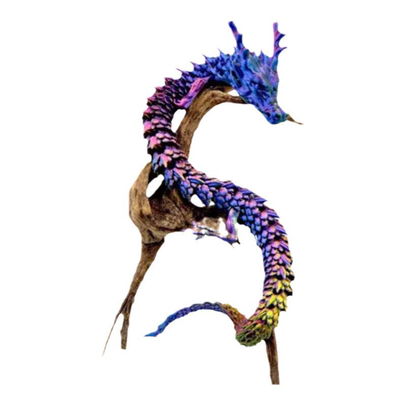 3d打印关节龙玩具摆件三d中国龙模型炫彩卡通全身可动龙造景装饰