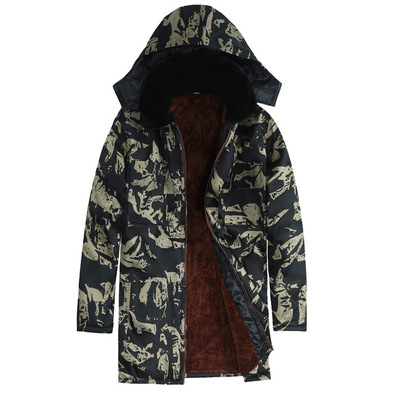 中长款迷彩加绒棉大衣冷库防寒服