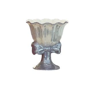 珠光釉蝴蝶结高脚陶瓷杯冰淇淋杯甜点杯高级精致小众礼物伴手礼