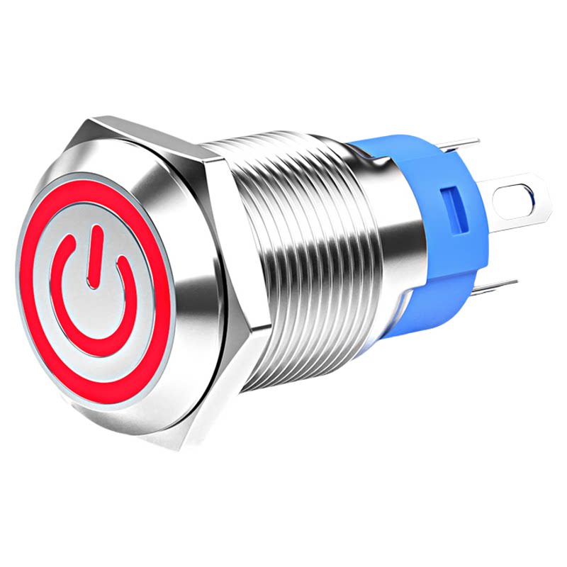 12mm环形带灯金属按钮开关自复位自锁防水银触点5v12v24V可带线