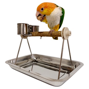 鹦鹉站架玄凤小太阳不锈钢桌面互动训练架和尚凯克花椒木外出架子