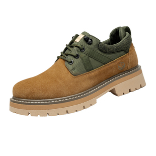 枫叶男鞋低帮工装鞋男户外大头皮鞋复古加绒棉鞋男靴休闲鞋子冬季