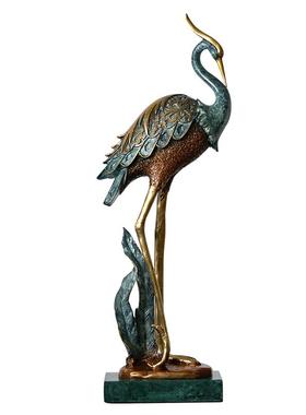 必禧利纯铜仙鹤摆件中式风水玄关