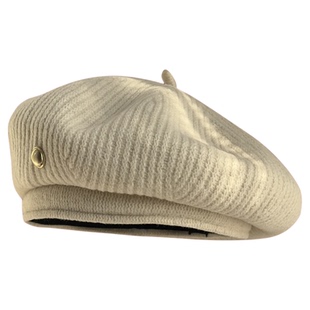 纯色复古百搭100%羊毛金属扣装饰贝雷帽子女秋冬显脸小休闲画家帽