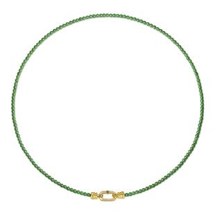 天然俄料碧玉小米珠项链女菠菜绿万能扣八宝盘玉坠翡翠配链毛衣链