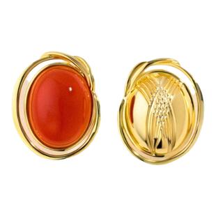 Stanza金蝉耳环耳饰925银镀厚金红玛瑙招财女 新年红礼物 送朋友