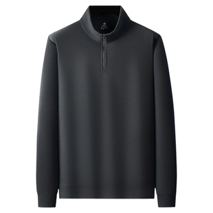 百胜狐大码男装卫衣2025秋冬保暖肥佬宽松休闲半拉链立领打底上衣