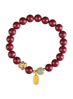 朱砂和田玉纳福本命年手链