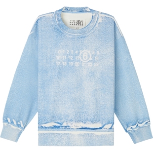 【折扣】MM6 Maison Margiela 秋冬女童蓝色印花棉质卫衣