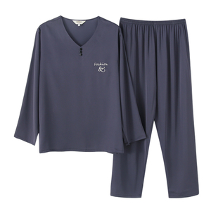 睡衣男士春季春秋款冰丝长袖套头两件套装大码夏季薄款丝绸家居服
