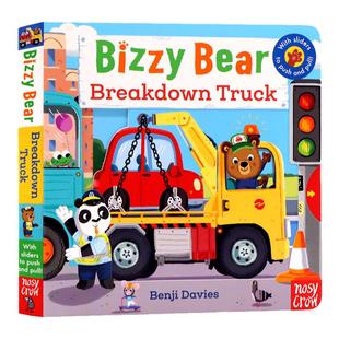 故障卡车 英文原版绘本 Bizzy Bear Breakdown Truck 忙碌的小熊 低幼儿童抽拉滑动机关操作书 亲子互动游戏书纸板书 小熊很忙系列