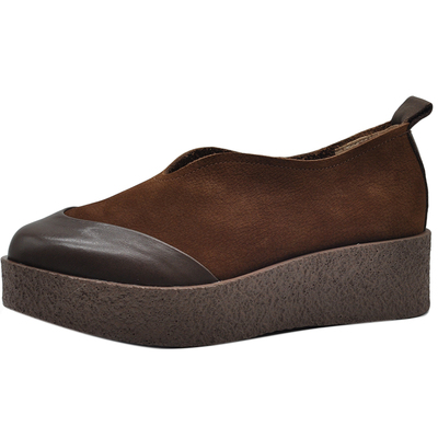 Artmu阿木原创春季新款复古厚底单鞋女真皮松糕鞋女一脚蹬妈妈鞋