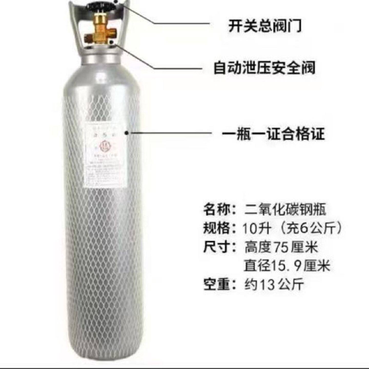 二氧化碳钢瓶食用级含气可乐机啤酒机10升二氧化碳气瓶送货上门