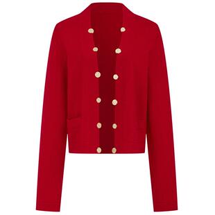 曼德诗短款开衫2026春季新款纯色小香风上衣女羊毛羊绒混纺针织衫