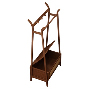 落地式衣帽架床头柜一体卧室收纳挂衣架双层带抽置物架小户型家用