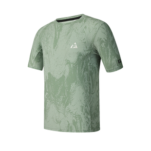 FILA 斐乐官方男子针织短袖衫2025夏新款户外运动满印基础圆领T恤