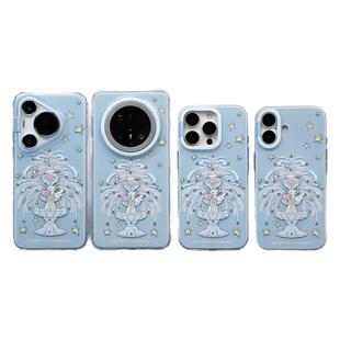 CARECASE 天使猫咪喷泉钻石手机壳 适用于苹果iPhone17 16 15 ProMax Air 华为Mate/Pura 原创设计可爱少女心