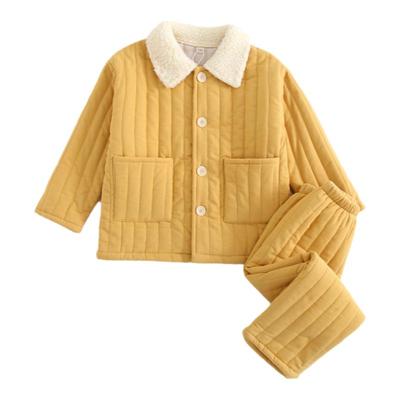 纯棉日系夹棉冬季男女童睡衣套装