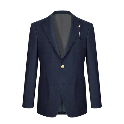 gieves进口面料蓝色针织西装外套