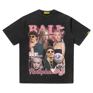 摇滚计划球星杜兰特 鲍尔复古印花短袖夏季合集国潮T恤男纯棉重磅