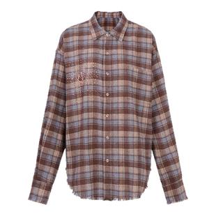 TCH复古港风奢华烫钻格子衬衫女高级感流苏新款上衣T72C13E5002A