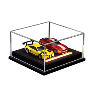 1:64汽车模型展示盒灯光版防尘盒小比例亚克力罩收纳车合金小汽车