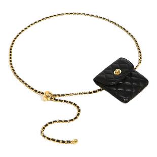 羊皮金球腰包女腰链装饰连衣裙子西装小香风ins潮链条腰带配裤子