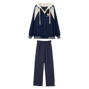 秋冬套装初中生少女新品女孩13岁大童休闲外套长裤棒球服两件套