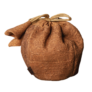 觅白香云纱便携包柿染收纳袋户外旅行茶事抽绳厚布袋复古茶具壶杯