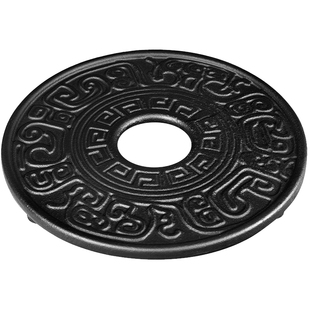 铸铁铁壶垫日本南部铁器铸铁壶托富贵纹黑点龟鹤茶壶垫