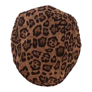 美式复古辣妹风豹纹前进帽女秋冬时尚街头反戴鸭舌帽显脸小报童帽