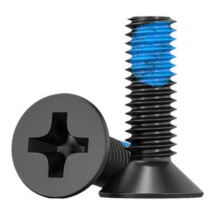 黑色碳钢铁沉头十字点胶螺丝防滑抗震点蓝胶涂胶防松螺钉MM1.2-M6
