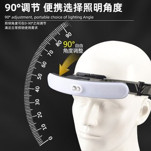 跨境红光警示工作灯头灯长泛光头戴探照灯骑便携充电大续航专用夜