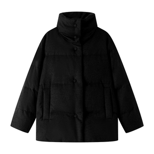 INSUN恩裳冬季立翻领茧型中长款鹅绒羽绒服