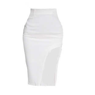 2025秋冬新款高腰一步裙性感侧开叉半身裙女白色包臀裙中长款修身